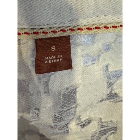 Pilcro Shirt Women Small White Lace Lacey Button Down Top Boho Cottagecore - Picture 13 of 15